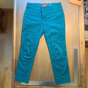 Cartonnier teal velvet Charlie ankle pant (Anthropologie)